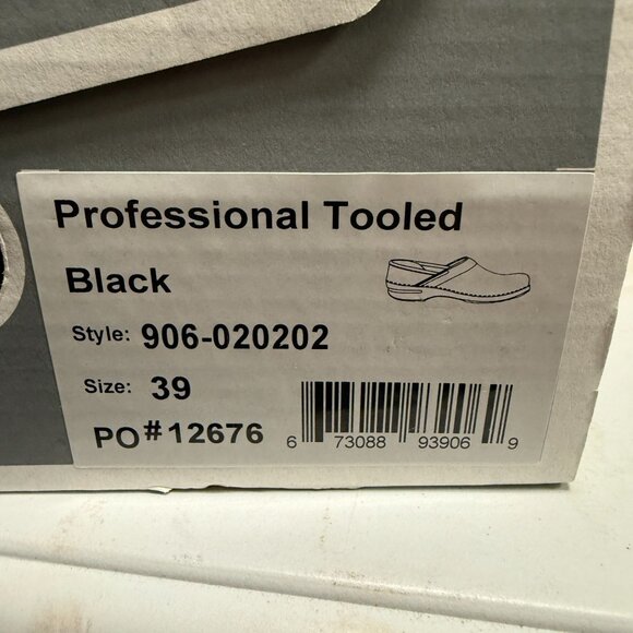 Dansko Women's Professional Black Leather Tooled Clogs Size 39 - Picture 12 of 12